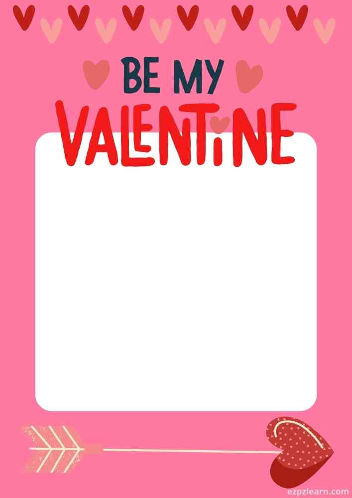 Be My Valentine Frame For Coloring Activity for Kids